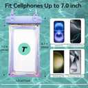 Waterproof Phone Pouch Floating [2 Pack], Floatable IPX8 Waterproof Phone Cases, Cellphone Dry Bag for iPhone 16 15 14 13 12 11 Pro Max Plus XS XR, Galaxy S24 S23, 4-7" (Purple and White)