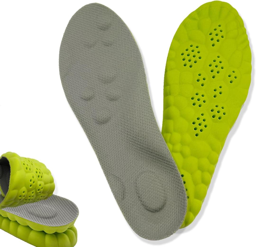 4D Cloud Massage Shoe Insoles for Women Men, Memory Foam Insoles with Arch Support for All-Day Comfort(Green, Men 10)