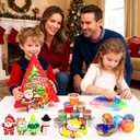 Christmas Slime Kit -Slime Party Favors for Kids, Xmas Stickers & Charms, Christmas Stocking Stuffers for Kids, Super Soft, Non-Sticky, DIY Surprise Slime for Girls & Boys