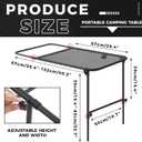 Pasimy Vehicle Tire Mounted Steel Camping Table Adjustable Travel Camping Table 40'' x 20'' x 33'' for Car Camping Picnic Camp Outdoor Cooking BBQ and Party Favor