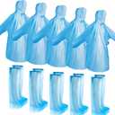 SATINIOR 24 Pack Waterproof Disposable Rain Poncho Sets Include 12 Rain Disposable Poncho and 12 Pairs Shoe Boot Covers for Adults Women Men(Blue)