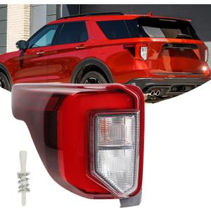 USA TYPE Tail light Black Housing W/Plastic Screw Stud Assembly Compatible with 2020-2023 Ford Explorer ST Rear Tail Lamp With Thread Left driver Side FO2800276 LB5Z-13405-G