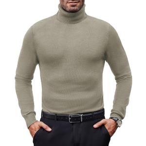 Mens Turtleneck Sweaters Slim Fit Long Sleeve Sweater Pullover Mens Turtle Neck Men Sweater Highneck Thermal (X-Large, Apricot)