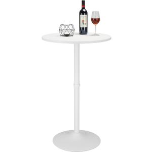 Finnhomy 24'' Round Cocktail Bar Table with Metal Base, Tall Bistro Pub Table, Counter Bar Height Table for Kitchen, Dining Room, Living Room, Easy Assembly, White, 39.1" Height