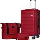 3-Piece Luggage Set, 20" ABS Hardshell Lightweight Suitcase with Smooth Spinner Wheels for Business and Family Travel (Vibrant Red)