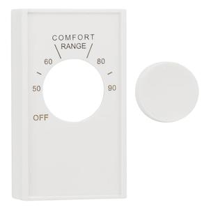 White Double Pole Line Volt Thermostat Cover with Line Volt Knob for Old Style D22 - HVAC, ABS Material with Gold-Plated Lettering Thermostat Cover for Walls (1 Pack)