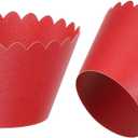 PATIKIL Cupcake Wrappers Paper, 50 Pack Baking Cups Standard Wave Decoration for Anniversary Birthday Weddings and Parties, Red