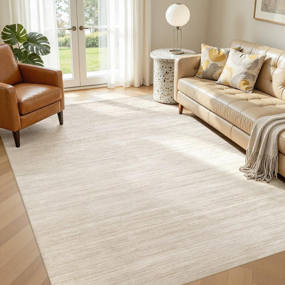 Jessibou 9x12 Area Rug Living Room Washable Rugs, Abstract Beige