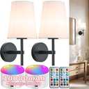 Wireless Sconces Set of 2, Battery Wall Sconce Including 10000mAh Large Capacity Dimmable Magnetic Battery Operated Light Bulbs, Easy to Installed in Any Area Without Hiring Electrician.