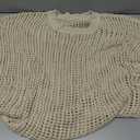 Verdusa Women's Off The Shoulder Knit Top Crochet Summer Sweaters Hollow Out Beach Cover Up (Beige, L)