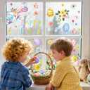 2 x ZAWE 9 Sheets Happy Easter Gnomes Bunny Ears Eggs Flowers Easter Window Clings Double-Sided Reusable Static Window Decals Stickers for Party Home Classroom Office Decorations