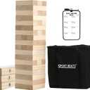 Outdoor Games Large Tower Stacking Game Stack to 4 Ft Tall Includes 54 Blocks Carry Bag and Scoreboard - for Backyard,Beach,Lawn,Tailgates (Natural)