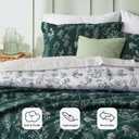 Bedsure Queen Comforter Set - Emerald Bed Set, 3 Pieces Cute Floral Bedding, 1 Soft Reversible Botanical Flowers Comforter and 2 Pillow Shams