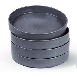famiware Annecy Pasta Bowls Set of 4, 24 oz Salad Bowl Plates, Stoneware Dinnerware/Dishware/Plateware Set for Serving, Dining, Noodles, Remen - Microwave & Dishwasher Safe, Reactive Glaze, Misty Blue