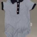 Enfants Chris Polo Bodysuit Baby Boy Collared Short Sleeve Preppy Clothes 3-6 Months (Ice Blue)