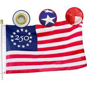 Heavy Duty American 250th Flag 3X5 Ft, Embroidered 13 Star|Four Rows Stitching Fly Ends| US Usa 250 Years Anniversary Flag,1776-2026 Commemorative Banner