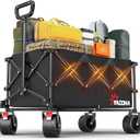 Extra Large Collapsible Wagons Carts Foldable, 450lbs Heavy Duty Folding Beach Wagons with Big All-Terrain Wheels, Utility Wagon Carts for Groceries, Outdoor Camping, Shopping, Beach, Garden