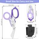6-in-1 Multi-Tool Trauma Shears, Foldable Stainless Steel EMT Scissors with Holster for Emergency, Outdoor & Camping Rescue (Purple)