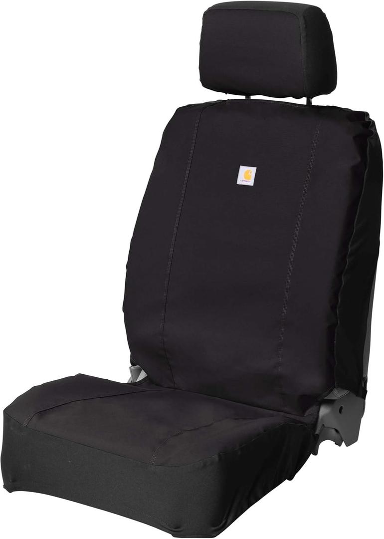 Carhartt 700D Nylon Duck Canvas Fitted Bucket Seat Cover, Durable Seat Protection with Rain Defender, Black
