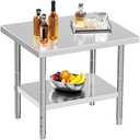 YITAHOME NSF Stainless Steel Table, 30" X 24" Work Table, 2 Shelves Metal Prep Worktable for Home Kitchen Restaurant Garage Warehouse Outdoor