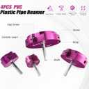 PVC Pipe Reamer Kit 4 PCS 1-1/2", 2", 3", 4" for SCH 40 PVC CPVC ABS, High Hardness Carbide & Heavyduty Aluminum Reamer Tool 3/8" Hex Shaft Fits 1/2" Drills for Exhaust Drain Water Pipe