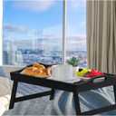 2 Pack Bed Tray Table Breakfast Trays Serving Tray Bamboo Bed Laptap with Floding Legs Handles and Phone Holders
