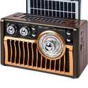Portable AM FM Radios, Retro Radios with High-Powered Speakers, Support USB Power and Solar Panels Charging.Bluetooth TF Card (Rose Gold)