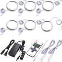 Under Cabinet Puck Lighting Kit, Atmosphere Ambiance Lighting, Dimmable Wireless RF LED Remote Control, Daisy Chain Linable, AC120V to DC12V, Hardwired or Wall Plug, 6 Lights, Daylight