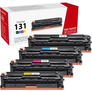 High-Yield 131 Toner Cartridges 4 Pack (Black, Cyan,Magenta, Yellow) Vsenk Compatible 131BK 131C 131M 131Y Toner Replacement for 131 Color imageCLASS ME8280CW ME624CW ME628Cw Printer