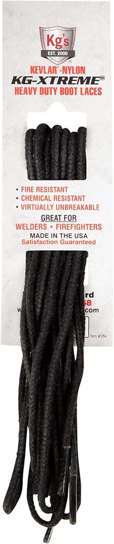 2 x Kg's XTREME Heavy Duty Boot Laces made from 100% Kevlar and Nylon, Virtually Indestructible Boot Laces (120 Inches, Black)
