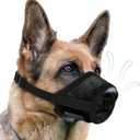 Dog Muzzle, Soft Air Mesh Muzzle for Small Medium Large Dogs Anti Biting Barking Chewing, Breathable Drinkable Adjustable Loop Pets Muzzle for German Shepherd Husky Labrador Retriever (Black,S)