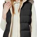 ZSHOW Women's Outerwear Vest Casual Thicken Qulited Winter Puffer Vest Hooded Warm Fleece Jacket (Black), Large
