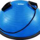 ZELUS Balance Ball Trainer with Resistance Bands and Foot Pump, Inflatable Yoga Ball for Home Gym Workouts, 23 Inch Exercise Half Ball for Balance Training Core Strength Fitness More, 330lb Cap (Blue)