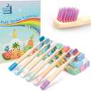 Kids Bamboo Toothbrushes, BPA-Free Soft Bristles, Eco-Friendly Natural Wooden Toddler Toothbrush, 6-Pack Travel Toothbrushes Set for Children