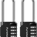 Puroma 2 Pack 2.6 Inch Long Shackle Combination Lock 4 Digit Outdoor Waterproof Padlock for Hasp locker lock, Sports Locker, Fence, Gate, Toolbox, Case, Hasp Storage, Cabinets (Black)