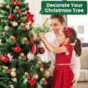 24 Pcs Christmas Tree Ball Ornaments Christmas Ball Picks for Xmas Tree Wreath Garland Vase Stairs Decoration Home Decor (Gold, Green, Red)