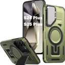 PASNEW S25+ Plus Case Wireless Charging,S24+ Plus Camera Cover,Multi-Layer Military Heavy Duty Full Body Rugged Shockproof Protective Hard Shell for Samsung Galaxy S25Plus 6.7",Olive Green