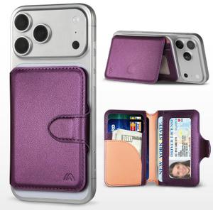 for MagSafe Wallet, Magnetic Phone Wallet RFID Blocking, Slim 5-8 Card Holder with Cash Slot & Clear ID Window, Minimalist Mag Safe Wallets for iPhone 17/16/15/14/13/12 Series, Amethyst Purple
