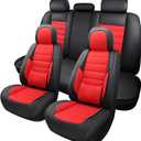 MINGBRON Car Seat Covers Full Set,Black White Car Seat Cover, Car Seat Protector Waterproof, Nappa Leather Car Seat Cushion Fit for Most Cars Red