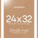 Homeforia 32x24 Poster Frame Wood, High End Natural Oak 24x32 Large Picture Frame with Mat 20x28, 24 x 32 Light Wooden Frame Matted to 20 by 28 Photo, 24by32 Frames, Tempered Glass, Wall Kit, Set of 1