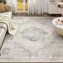 UERMEI 9x12 Area Rug Living Room Rugs - Washable Vintage Soft Large Rug Indoor Floor No Slip Rug Carpet for Bedroom Farmhouse Under Dining Table Home Office Decor - Beige/Camel