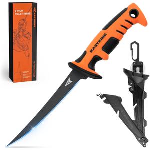 KastKing Ultimate Angler 7" Fillet Knife, Razor Sharp Corrosion-resistant Vanadium Stainless Steel Blade, Fishing Knife Includes Sheath with Sharpener & Line Cutter, EnduraGrip Ergonomic Handle