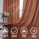 Terracotta Linen Curtains 90 Inches Long, Back Tab Boho Farmhouse Semi Sheer Bohemian Window Curtain Panels for Living Room Bedroom, Rust Cool Maximalist Decor,Cortinas Para Salas Modernas,52"W x 90"L (Pack of 2), Terracotta