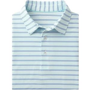 Rouen Men's Polo Shirts Short Sleeve Dry Fit Performance Wicking Moisture Causal Striped Collared Golf Shirts for Men (Blue, M)