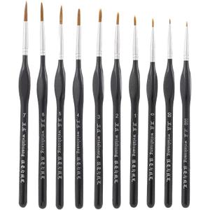 10Pcs Miniature Paint Brushes Set Fine Detail Painting Brushes for Watercolor Acrylic Oil Painting Micro Brushes with Triangular Handles for Fine Line Drawing Crafts Model Figurine Face Nail