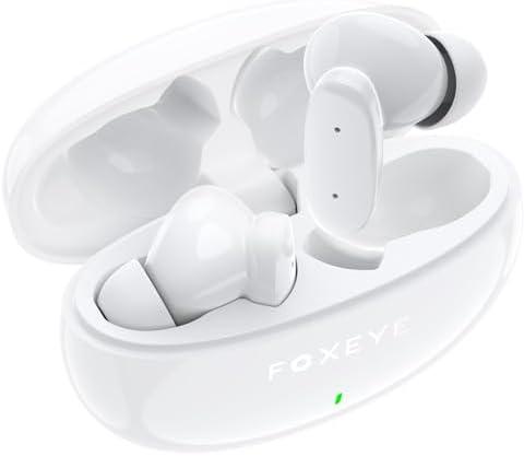Pack of 2, Foxeye Wireless Earbuds, Bluetooth 5.3 Earbuds Stereo Bass, Bluetooth Headphones in Ear Noise Cancelling Mic, 30 Hour Playtime, USB C Mini Charging Case Ear Buds, 10mm Drivers with Big Bass (White)