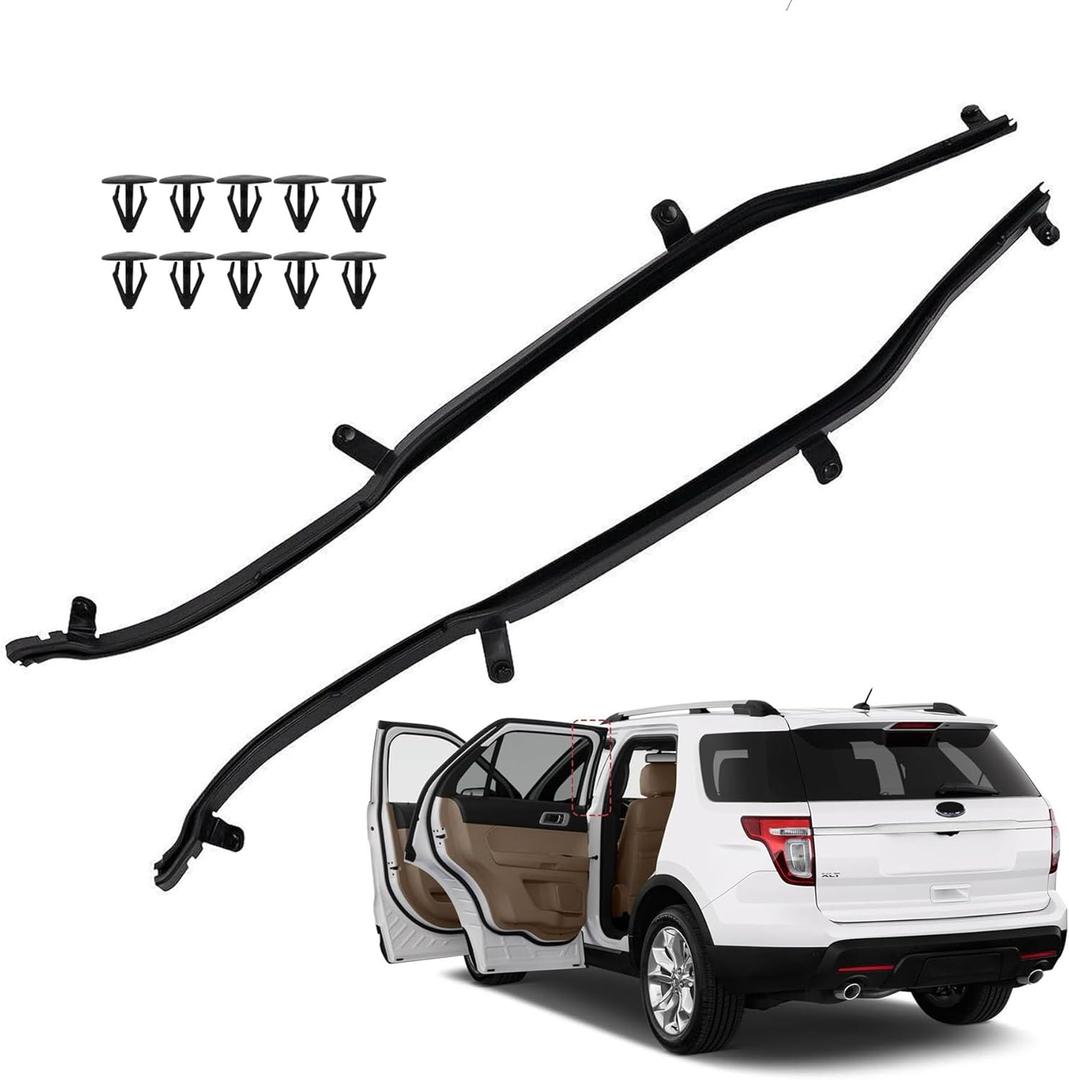 1 Pair LH & RH Front Edge of Rear Door Weather Strip Seal Compatible with Ford Explorer 2011-2019, Right Passenger and Driver Left Side Rear Door Weatherstrip Replaces # BB5Z-7825324B BB5Z-7825325B