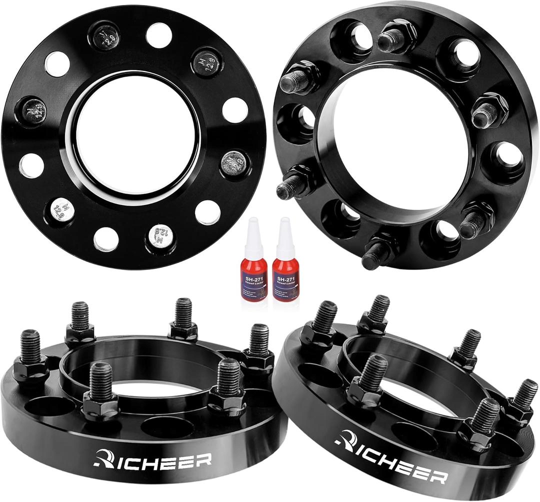 Richeer 1 inch 6x5.5 Hub Centric Wheel Spacers with for Tacoma 4Runner Tundra Fortuner Ventury GX470 GX460, 4PCS Forged 6x139.7mm Wheel Spacers with 12x1.5 Studs & 106mm Center Bore