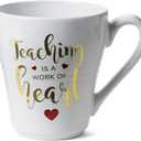 VOTUM Teacher Appreciation Gift for Women or Men - Bundle Includes Mug, Writing Pad, Apple-Shaped Pen and Sticky Notes, Jumbo Gold Paper Clip - Heart Coffee Cup - Teacher Appreciation Week Thank You
