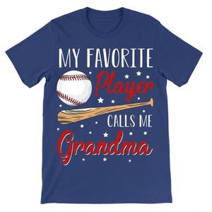 Baseball My Favorite Player Calls Me Grandma Heart T-Shirt (Blue, XXL)